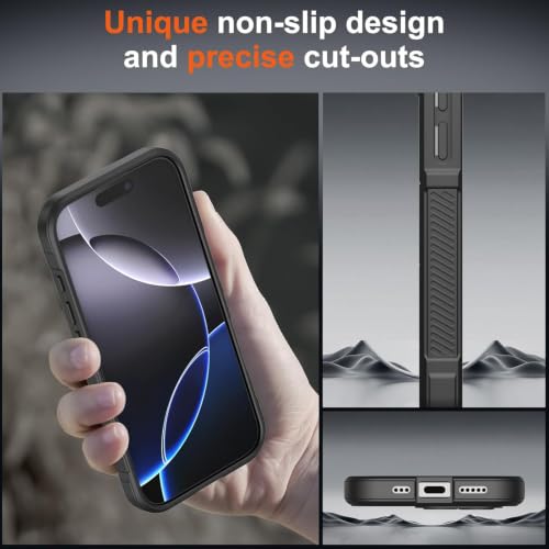 Image of ShieldTech AirGuard Series Back Cover Case for Apple iPhone 16 Pro | Microfiber Lining | Airbag Cushion Drop Protection | Shockproof Silicone Cover Case | Anti Slip Grip - Black for iPhone 16 Pro
