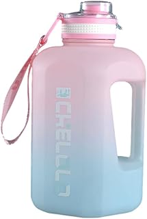 BEALIFE Botella de Agua de 2,2 l, hervidor Degradado, Jarra de plástico con Marcador de Tiempo, contenedor de Almacenamiento, Taza de Entrenamiento, Accesorios para Acampar, Rosa Degradado, 1600ML