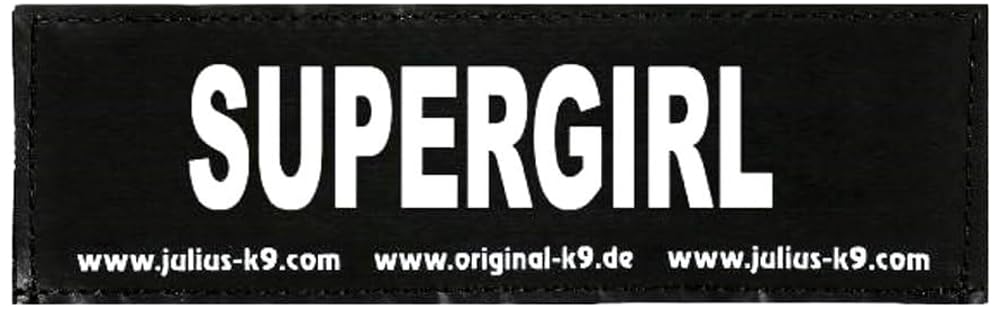 Velcro Supergirl – Pair of Labels for Julius-K9 Harness Power or Belt, available in two sizes Small (da Tg. Baby1 a Tg. 0)