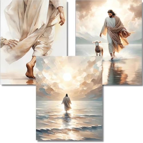 YOLENIX Diamond Art Kits for Adults Beginner 3pack Jesus DIY Modern Diamond Painting Kits 5D Diamond Dots Gem Art Crafts with Tools Round Full Drill Crafts for Home Wall Decor&Gift-12x16in