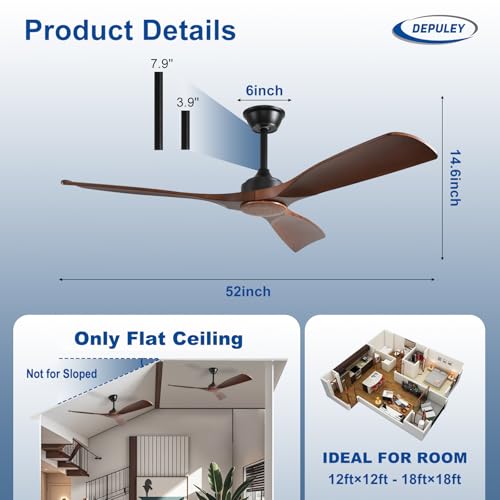 Image of uley Ceiling Fan Without Light: 52 Inch 3 Plastic Blade Outdoor Fans