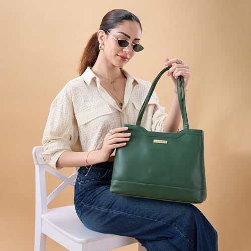 Image of Caprese Kai Tote Large Shoulder Bag for Women | Solid Pattern | Faux Leather | Zipper Closure | Spacious Office & Travel Tote | Stylish Work Bag | Elegant Handbag for Daily Use