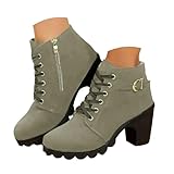 Ankle Boots for Women 2025 Chelsea Side Zip Lace Up Non-Slip Black Suede Booties High Chunky Heel Almond Toe Buckle Strap Combat Dress Short Boots Fall Winter Vintage Fashion Halloween Cosplay Party