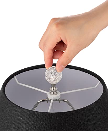 Image of Crystal Lamp Finials with Crackle Ball Design and Silver Lamp Screw Knob Base, Lamp Topper Decorative for Table and Floor Lamp Shade Top (Silver)