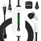 Level 1&2 EV Charger, Electric Vehicle Portable Charger, 6-16A Adjustable,with 25FT Cable, 110V-240V J1772 Electric Cars,NEMA 6-20 & NEMA 5-15 Plug, 3.84KW, IP65 Waterproof (White)
