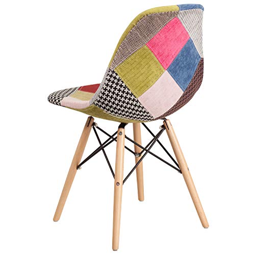 Emma + Oliver Milan Patchwork Fabric Chair With Wooden Legs #TOP6