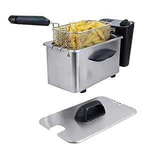 Igenix IG8015 Compact Mini Deep Fat Fryer with Frying Basket and Non Stick Inner Bowl for Easy Cleaning, Stainless Steel, 1.5 Litre Capacity, 1500 W, Silver