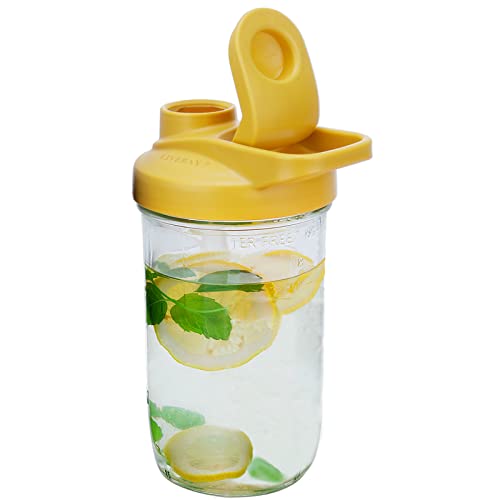 Livebay 24Oz Mason Jar Drinking Glasses With Lid Cute Reusable Boba Bottle Glass Tumbler Water Bottle For Juicing, Bubble Tea, Smoothie, Homemade Beverages Bottle - Bpa Free (Yellow) #TOP5