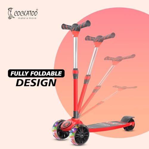 Cockatoo Rocket Racer LED Scooter for Kids 3-12 Years, Kids Scooter with 40MM Led Lights in PP+PU Wheel, 4 Adjustable Height Scooter, Up to 50 Kg Weight Capacity Red - Image 4 thumbnail