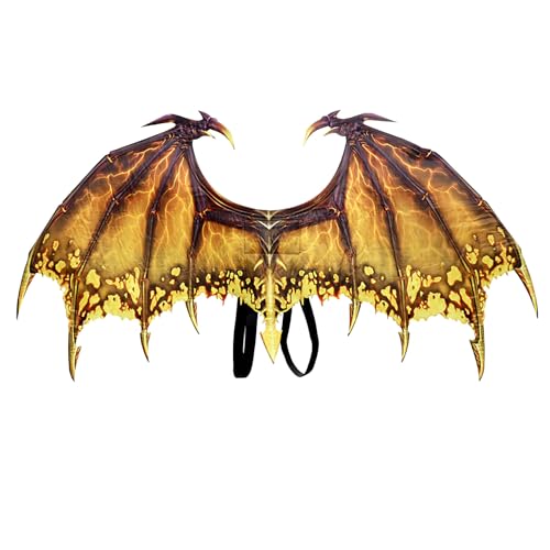 Alodidae Disfraz de dragón, alas de águila y demonio, alas de animales, Halloween, Mardi Gras, accesorio de cosplay para adultos (amarillo llama)