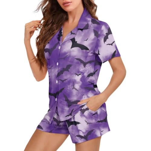 Image of Women's Short Sleeve Sleepwear Pajamas Nightwear with Pockets | skin-friendly breathable material resists pilling fading and deformation after repeated washing