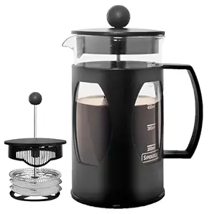 Sipologie Classic French Press Coffee Maker with 4-Level Filtration and Premium Heat Resistant Borosilicate Glass - Compact and Durable Filter Coffee Maker, Tea Maker - 600ml Coffee Press