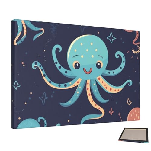 Peinture décorative sur toile motif pieuvre dessin animé grand format