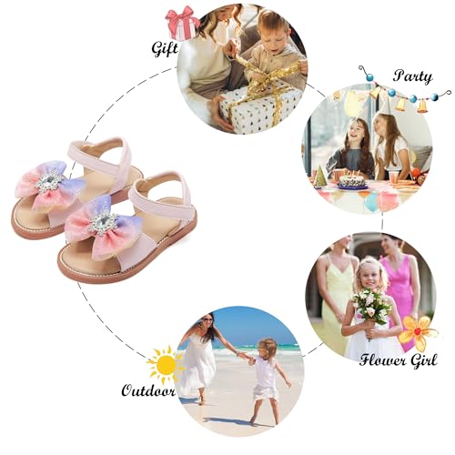 Image of Felix & Flora Toddler Girl Sandals - Little Girl Easter Dress Shoes Lightweight Open Toe Beach Holiday Flats