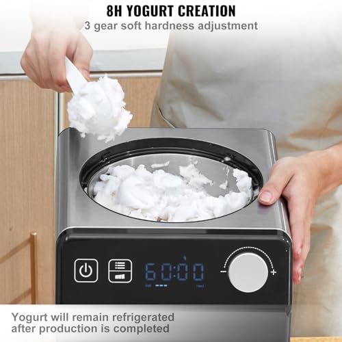 VEVOR Kompressor Eismaschine Eiscrememaschine 2 L, 180 W Frozen Joghurtbereiter Speiseeismaschine 3 Modi Joghurtmaschine Haushalt, Tragbare Eismaschine Sorbet Gelato Geräuscharm Schwarz Elektrisch – Bild 6