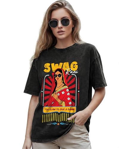 Image of Bewakoof Women's Cotton Oversized Fit Half Sleeve Round Neck T-Shirt | Casual wear | Streetwear | Oversized Tshirt for Woman Cotton| Baggy