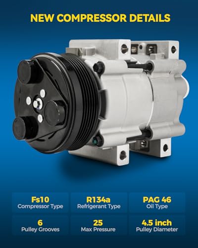 Image of PHILTOP 58140 NEW AC Compressor Compatible with Mustang 1994-1995, 2005-2006, Explorer 1996-2001, Mountaineer 1997-2001, Aerostar 1990-1997, Thunderbird /Cougar 1991-1993, Air Conditioning Compressor