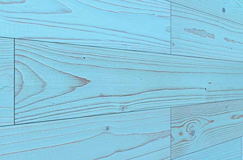 WoodyWalls Peel and Stick Wood Planks | Real Wood Wall Panels | Premium Set of 12 Wood Planks for Walls | DIY Wood Panels (19.5 sq. ft. per Box) Vintage Blue