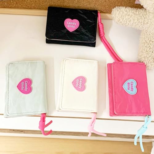 Stylish Compact Wallet with Contrast Color Design Credit Card Holder and Transparent Slot Multi Functional Purse Fashion Heart Shaped Wallet, Light Green, Mass Beauty4