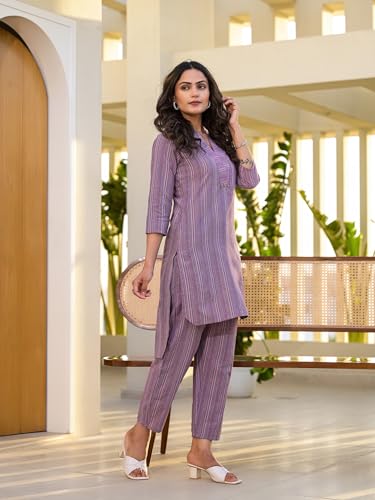 Image of YUFTA Blue Cotton Striped Print Co-ord set (1920CRDBL )