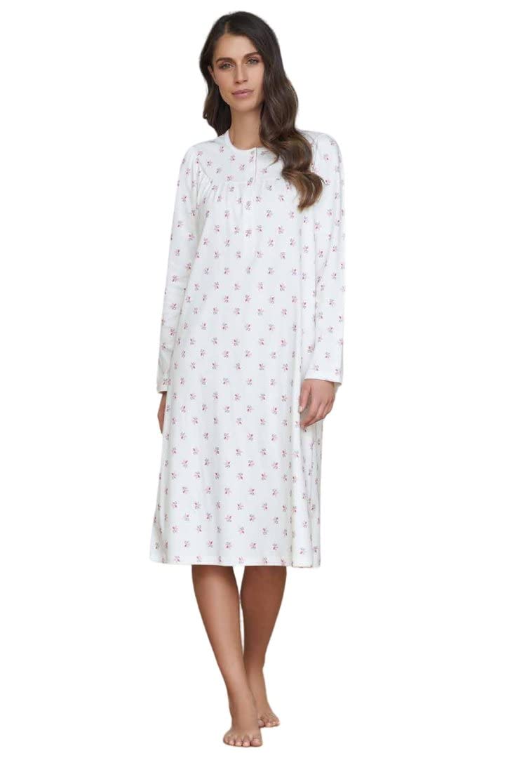 Camicia da Notte in Caldo Cotone Serafino Modello con carrè Marca Linclalor.