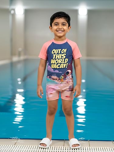 Image of KiddoPanti Boys & Girls Half Sleeve Mid Thigh Length Swim Suit