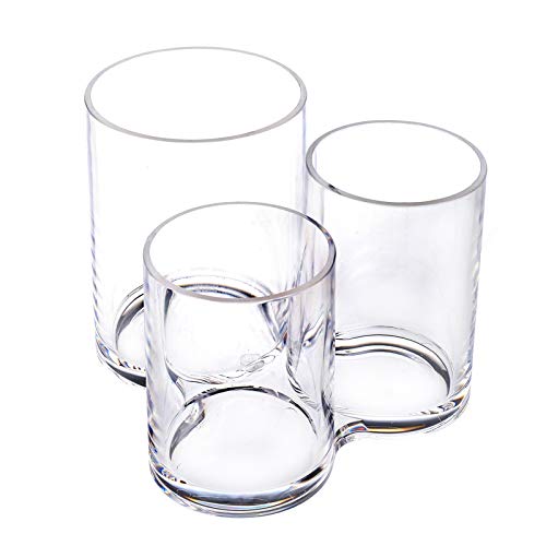 MOSIKER Acrylic Makeup Organizer Clear Brush Holder Cosmetic Organizers with Round Slots Storage(3 Connected Towers)