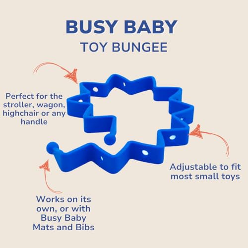 Image of Busy Baby Toy Bungee - Dishwasher Safe Toy Strap - 100% Food-Grade Silicone (Blue)
