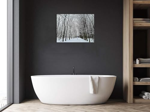 Impression sur toile de paysage hivernal avec chiot 60x85cm sans cadre - 4