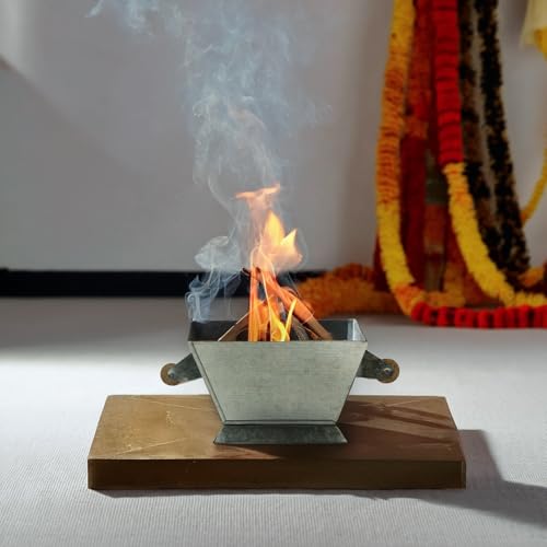 Image of PrettyKrafts 9 Inch Hawan Kund for Home | Metal Havan Kund | Hawan Kund for Pooja | Traditional Hawan Kund for Puja, Yagyas, Vastu Shanti, Grah Pravesh & Weddings