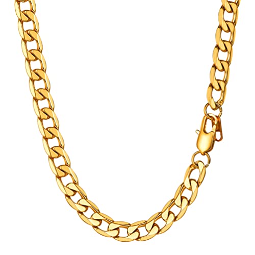 PROSTEEL Mens Cuban Chain Necklace, Curb Link Chains Silver/Gold Plated, 4mm/6mm/9mm/13mm Width, 18"-30" Inches, Hip Hop Jewellery -Send Gift Box 28"(71 CM) Gold-9mm