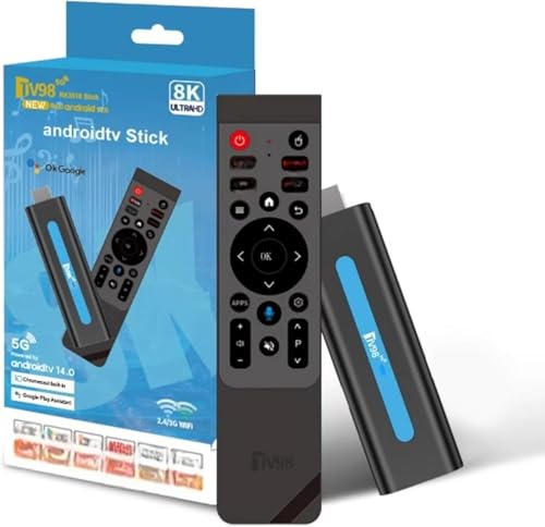 Android TV Stick 4K Ultra HD - 2GB RAM + 16GB ROM, WiFi Dual Band 2.4/5GHz, Bluetooth 5.0, controllo vocale, facile da USAr