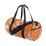 Bolsa de viaje multifuncional para gimnasio, senderismo, retro, moteada, naranja y blanco