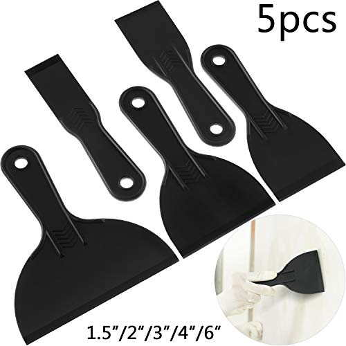 5 Pieces Plastic Putty Knife Set Flexible Paint Scrapers Tool for Spackling, Patching
