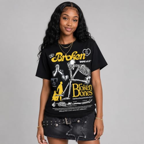Image of DopeSkill Graphic Tee Streetwear Hip Hop Hypebeast Street Style Unisex T-Shirt Sneaker Colour Matching Shirts Horror Skeleton