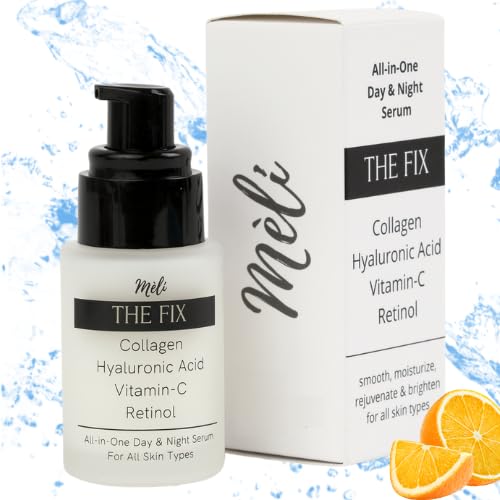 The Fix 4 en 1 suero hidratante facial con colágeno, ácido hialurónico, vitamina C y retinol, fórmula antienvejecimiento día y noche para suavizar,