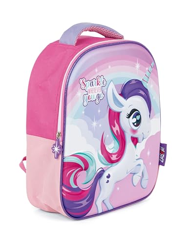 Sac à dos licorne 3D rose léger et robuste pour école maternelle
