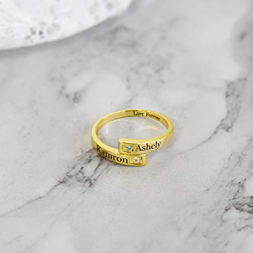 Mothers Ring with 2 Birthstones Personalized Mom Ring Custom 2 Name Promise Rings for Women Mothers Day Jewelry Gift for Mom Grandmother Mothers Day Gift4