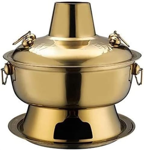 Olla China para Hot Pot de Acero Inoxidable 32 cm Dorada miniatura 1