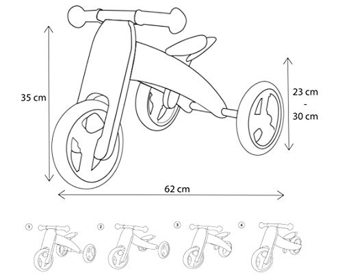 Bandits & Angels Smart Bike Laufrad Holz 4-in-1 Schwarz ab 1 Jahr – Für Jungen und Mädchen – Laufrad aus Holz – Umkehrbar in Dreirad und Zweirad – Verstellbarer Sattel – Bild 8