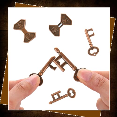 Image of 2-4Pcs Metal Puzzles, 3D Puzzles Brain Teaser Set, IQ Logic Mind Game, Fun Indoor and Outdoor Activity for Teens, Family and School Events (2pcs(Brown))