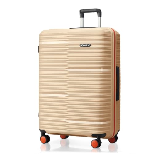 HRX Zanzibar Large Size Beige Polypropylene Hard Shell Suitcase - Premium Travel Trolley Bag with 8 Spinner Wheels, Number Lock & Water Resistant Body Deal