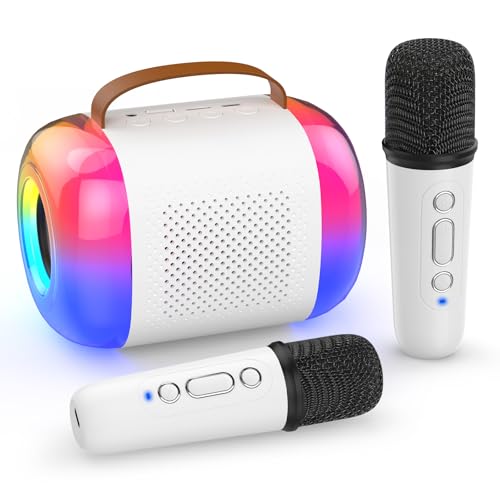Microfono Bambini con 2 Microfoni,Mini Microfono Karaoke Portatile Senza Fili per Bambini e Adulti con Luci LED ed...