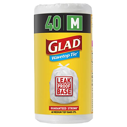 Glad Kitchen Tidy Wavetop Tie Trash Bags - Medium, 40s