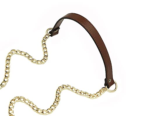 VanEnjoy Replacement Chain & Genuine Leather Shoulder Crossbody Strap (Coffee)2