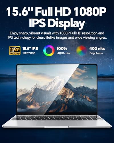 Image of 15.6 inch Laptop 16GB RAM, Win 11 Pro Computer, Pentium 2C4T 2.10GHz Base Speed
