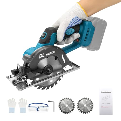 5,5 Zoll Akku Handkreissäge Kompatibel mit Makita 18V Batterie(Ohne Akku), Bürstenlose Motor, Sägeblatt Ø 140mm, 6000RPM, Schnitttiefe 51mm, 0-45°, mit Digitalanzeige, für Holz Kunststoff Weichmetall