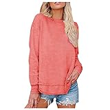 Grobstrickpullover Damen,Damen Tshirt Set Weihnachtspullover Nimbus Schwarzer Pullover Weihnachts T Shirt Lange Pullover Kuh Pullover Polo Sweatshirt Damen Mike Singer Pullover(1-Rosa,M)