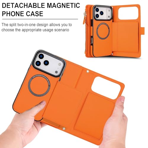 Étui portefeuille iPhone 12 Pro Max en cuir orange premium