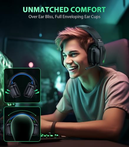 Image of Vakedy Wireless Gaming Headset for PS5,PS4,PC,Switch, 2.4GHz USB & BT 5.4 | Noise Canceling Mic, Lossless Audio-50H Batt, Works with PS4, Mac & Mobile, Ideal for Fortnite & Call of Duty & RGB
